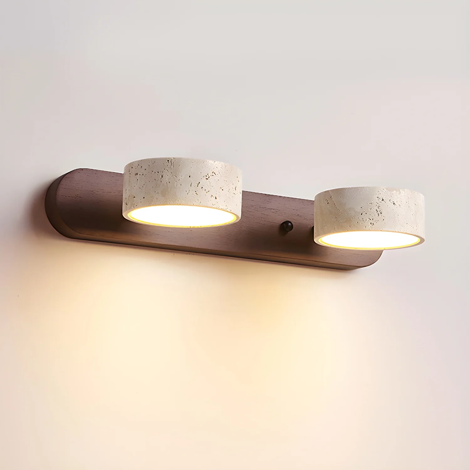 Настенный светильник Travertine Duo - 2 источника света ∅32см x 6см, орех, диммер