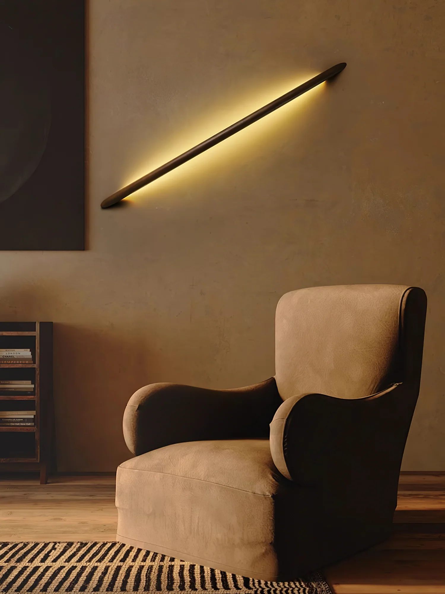 Настенный светильник Linea Wood - ∅10см x 60см, орех