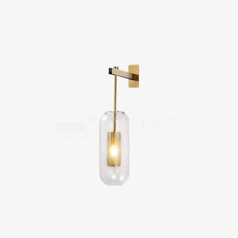 Vadim Glass Wall Lamp - ∅ 9.8″ x H 23.6″ / Dia 25cm x H 60cm Set of 2 / Black & Clear glass