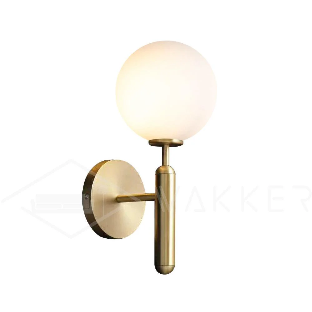 Nordica Wall Lamp - ∅ 5.9″ x H 13.4″ / Dia 15cm x H 34cm Set of 2 / Brass / White