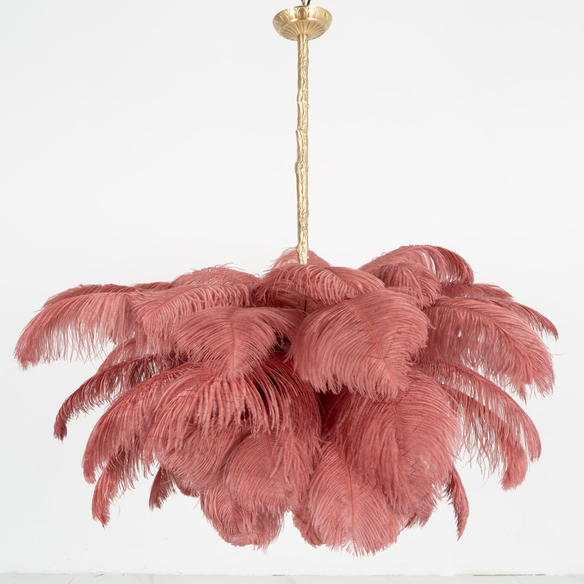 Люстра Ostrich Feather - ∅110см x 90см, серебро, белый