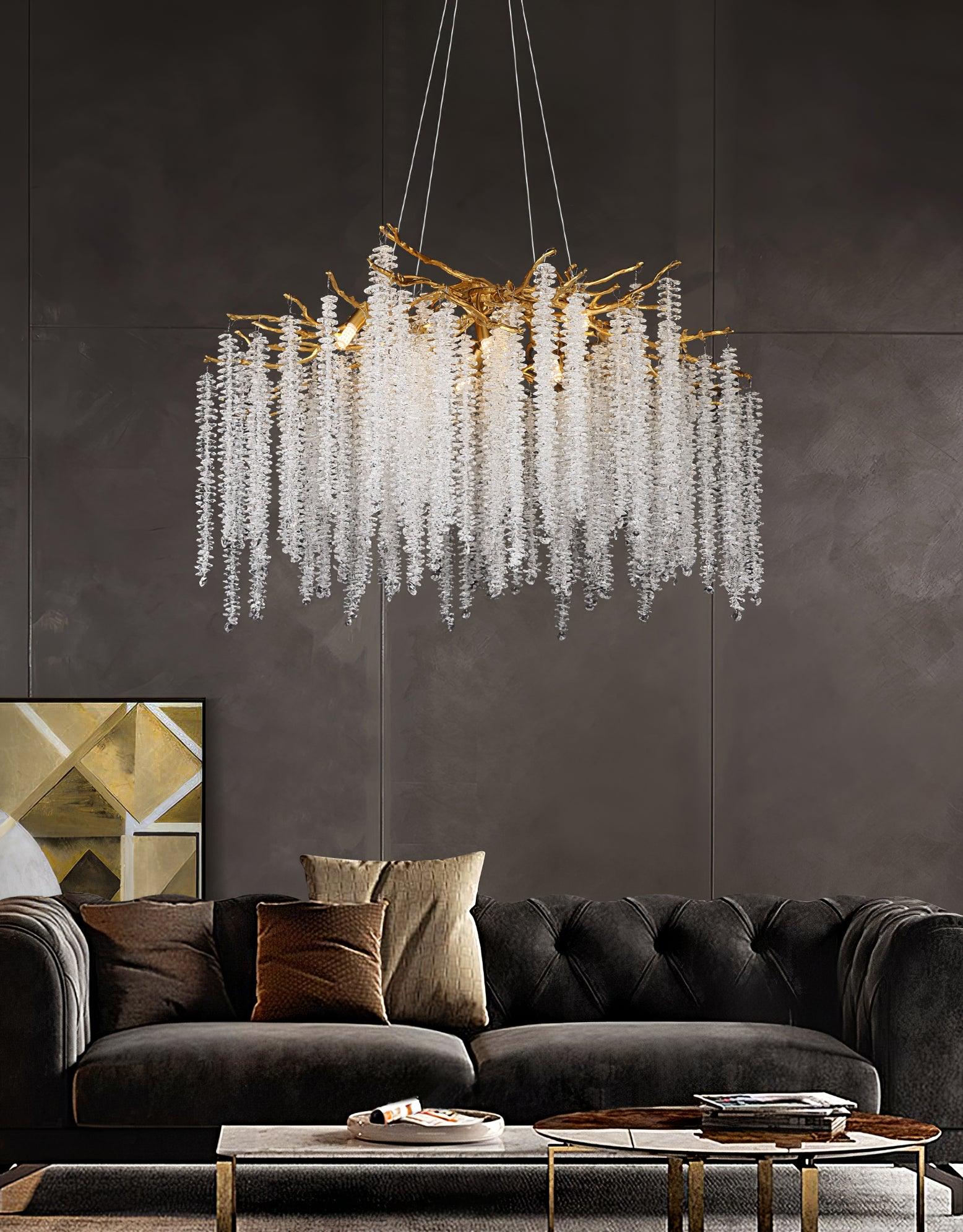 Люстра Albero Crystal - 14 подвесов ∅100см x 40см, золотой, стекло