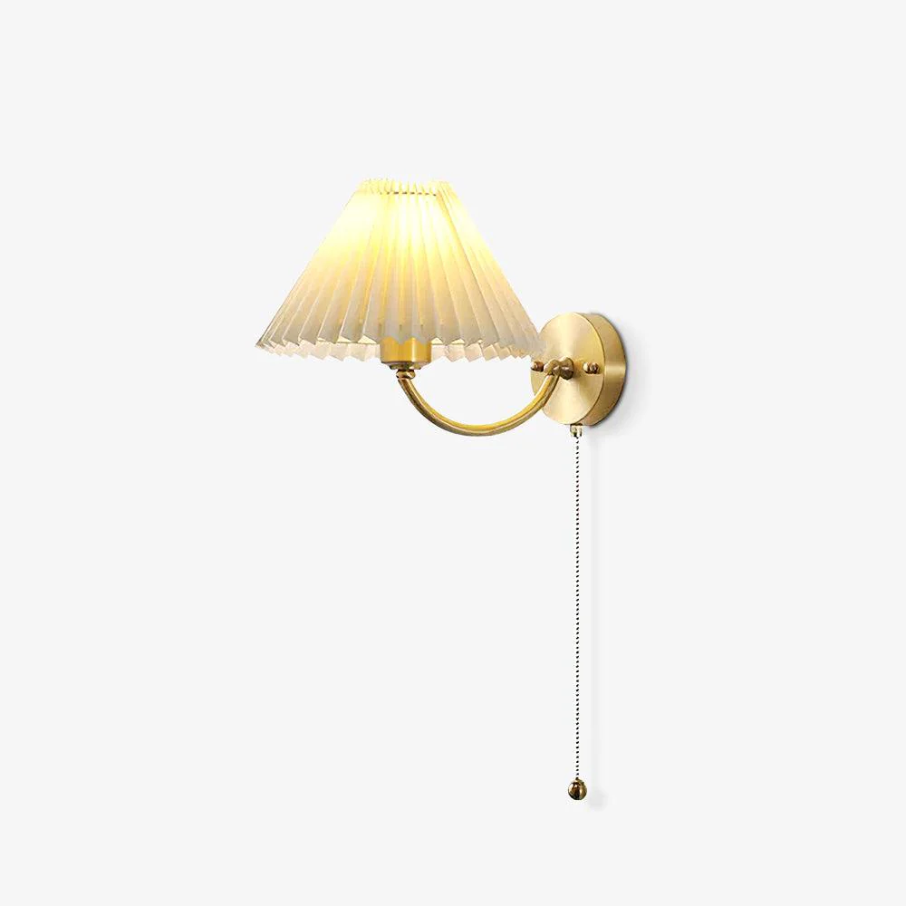 Pleated Wall Lamp - Set of 2 / Gold+White Fabric