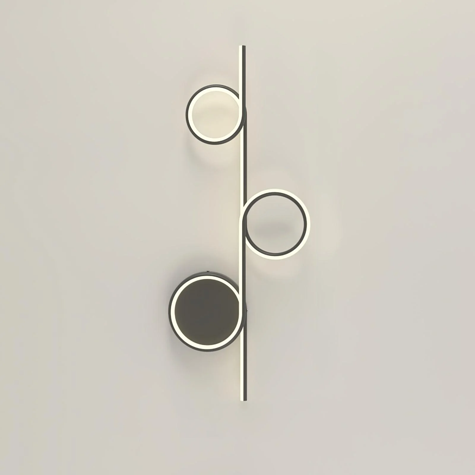 Rhythmic Line Wall Light - 1 ring ∅ 23.6″ x H 7.1″ / Dia 60cm x H 18cm Set of 2 / Black / Three-Color Changing Light