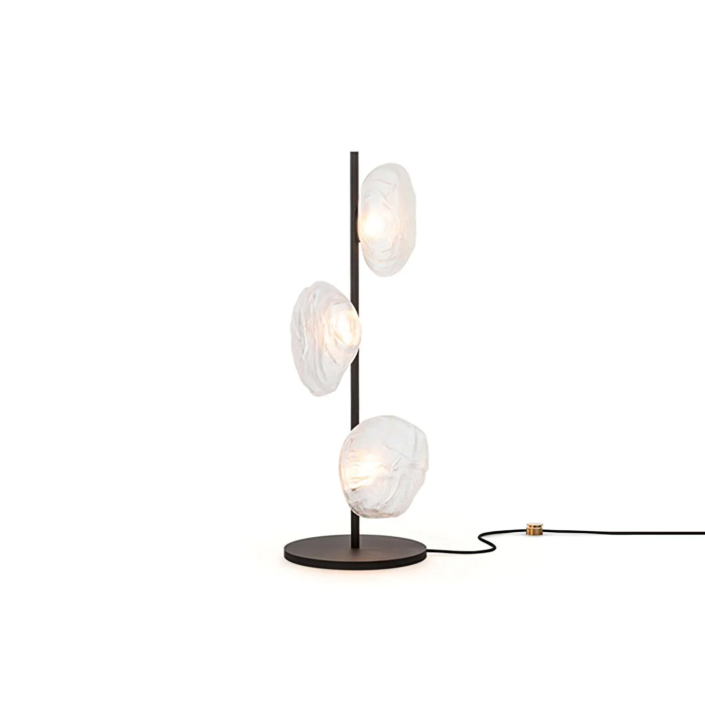 Glass Petals Table Lamp - ∅ 13.8″ x H 35.4″ / Dia 35cm x H 90cm / Gold+Smoke gray / US plug