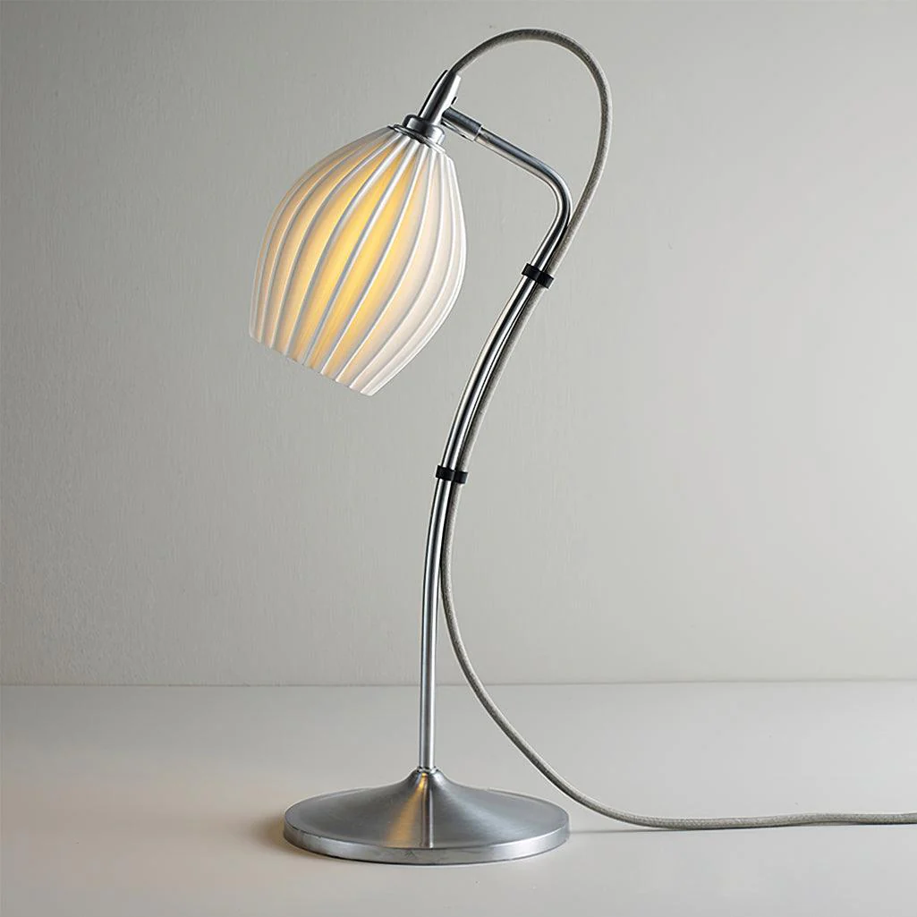 Ceramic Ribbed Table Lamp - ∅ 10.2″ x H 22″ / Dia 26m x H 56cm / Copper plating / AU plug
