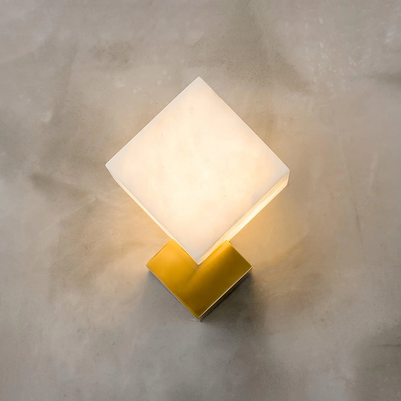 Block Alabaster Wall Sconce - Set of 2 / Brass & White