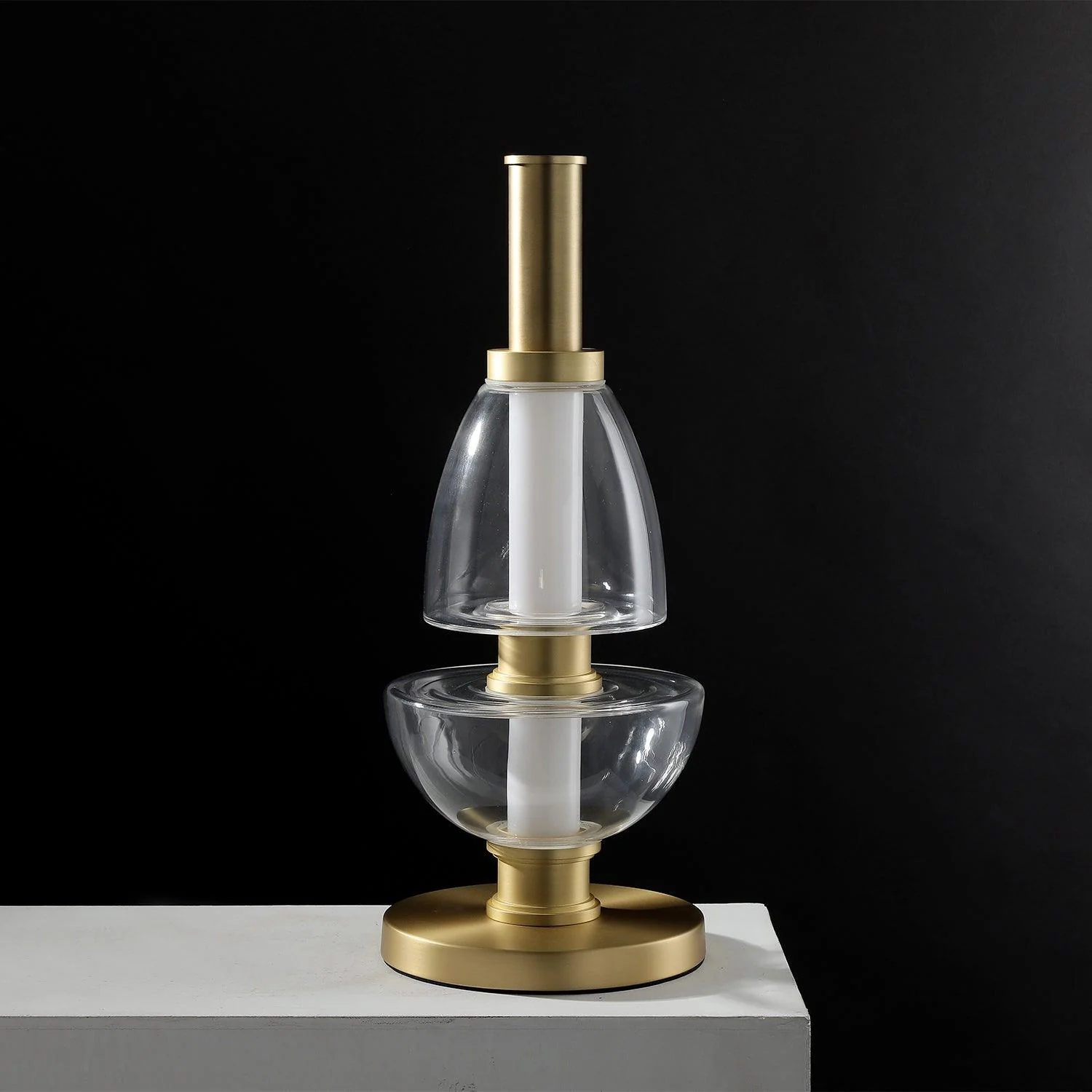 Symbol Table Light - ∅ 7.9″ x H 19.7″ / Dia 20cm x H 50cm / Gold + Amber / AU plug