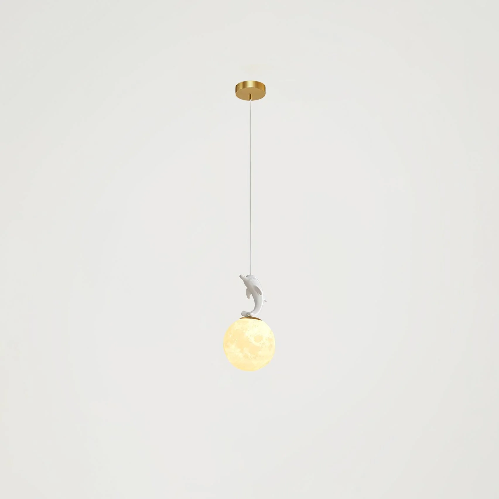 Подвесной светильник Animal And Moon - White dolphin ∅15см х 27см, хром