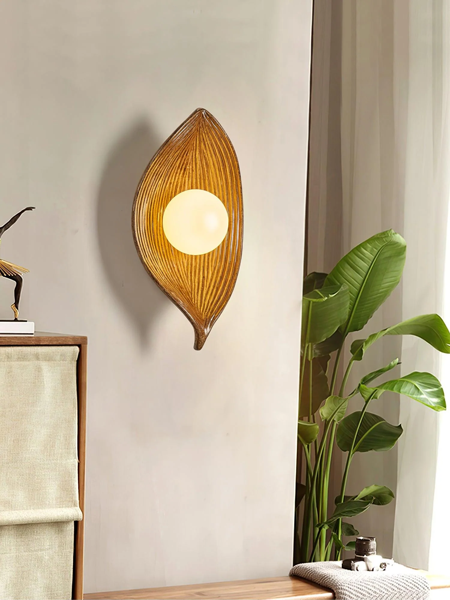 Leaf Canoe Wall Sconce - ∅ 6.3″ x H 11.8″ Set of 2 / White