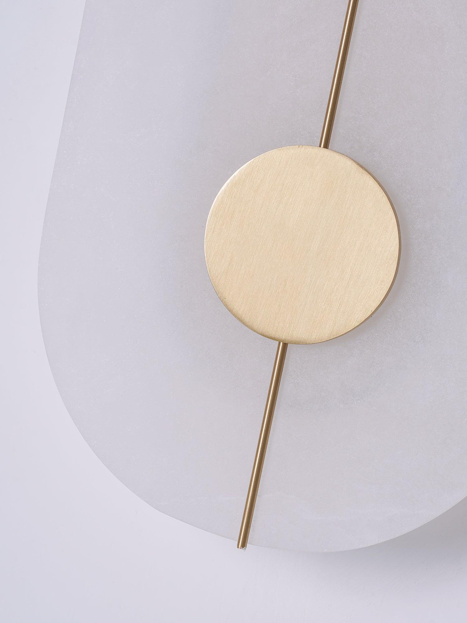 Artistic Alabaster Wall Lamp - ∅ 7.9″ x H 7.9″ Set of 2 / White & Brass / Warm Light