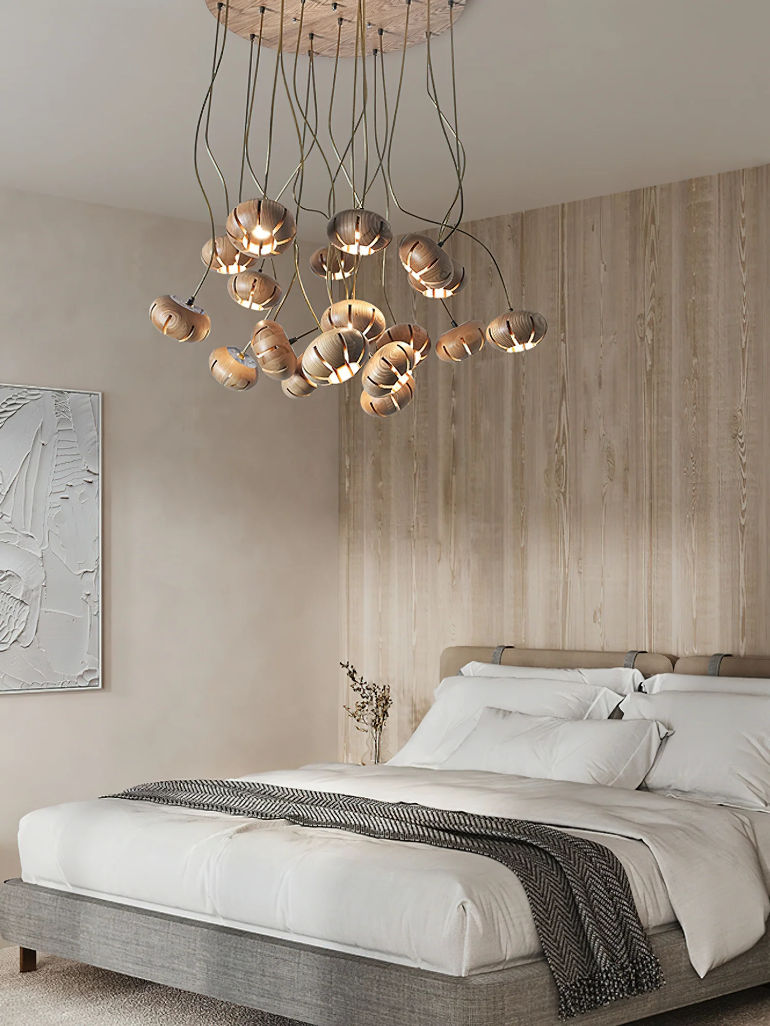 Люстра Wood Pumpkin Cluster - 19 плафонов ∅60см х 95см, орех