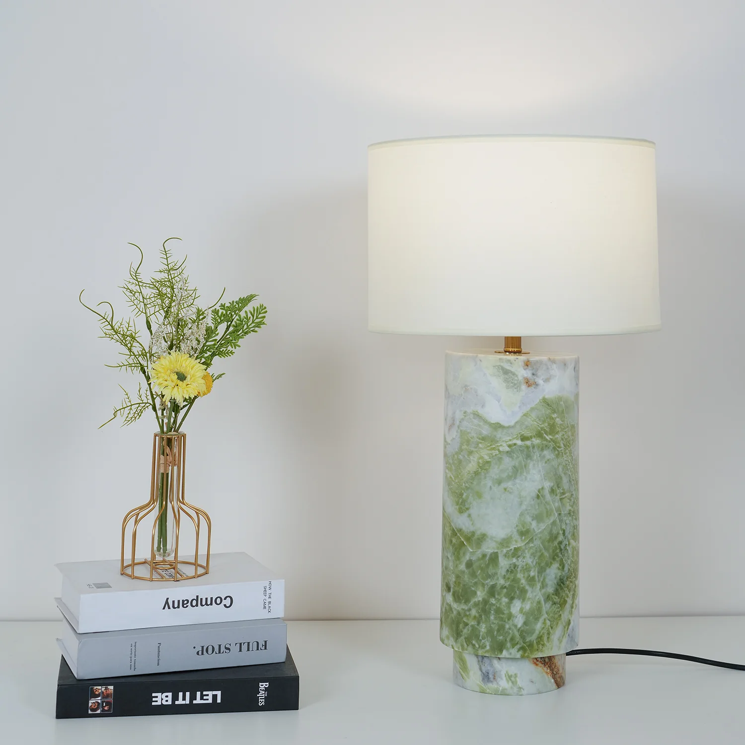 Terra Table Lamp - ∅ 13″ x H 22.4″ / Dia 33cm x H 57cm / Green Marble+Grey Lampshade / AU plug