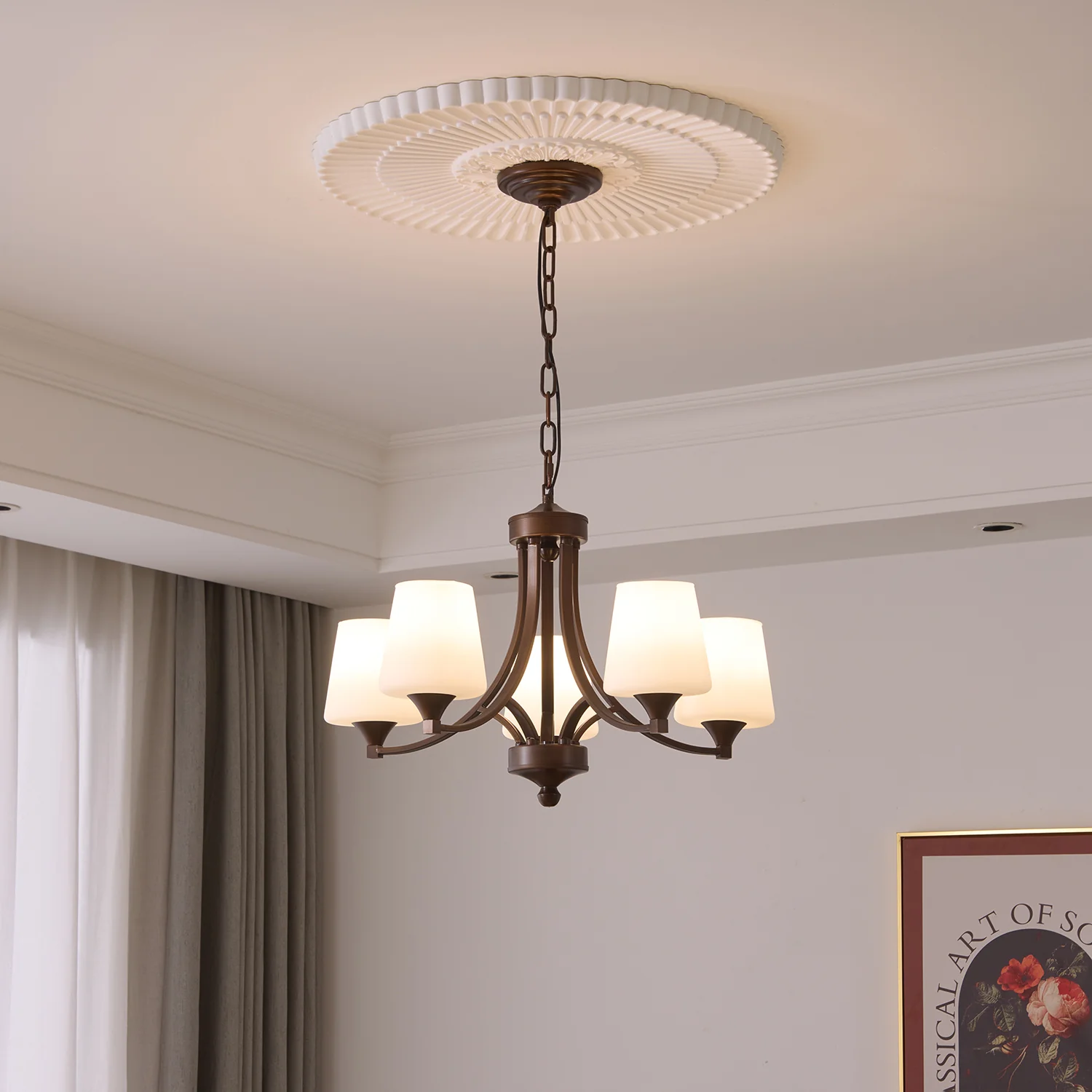Люстра Ardena Classic - 3 источника света ∅60см x 40см, темно-коричневый, белый