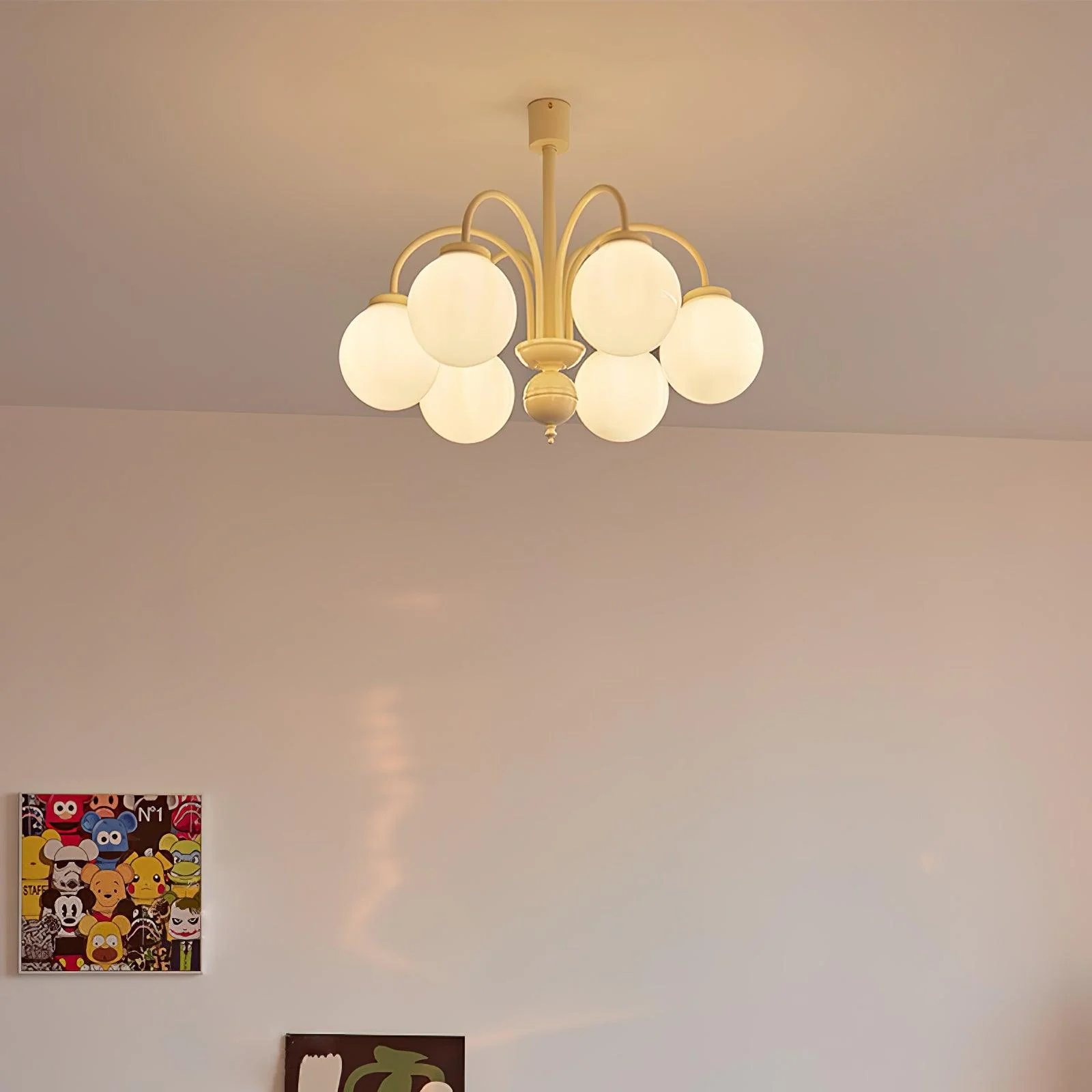 Люстра Cream Glass Sphere - 4 плафона ∅50см x 50см, кремовый, белый