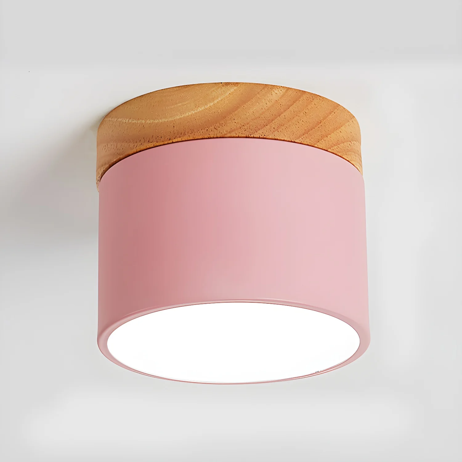 Потолочный светильник Alva Wooden Surface - ∅10см х 8см, зеленый, холодный свет
