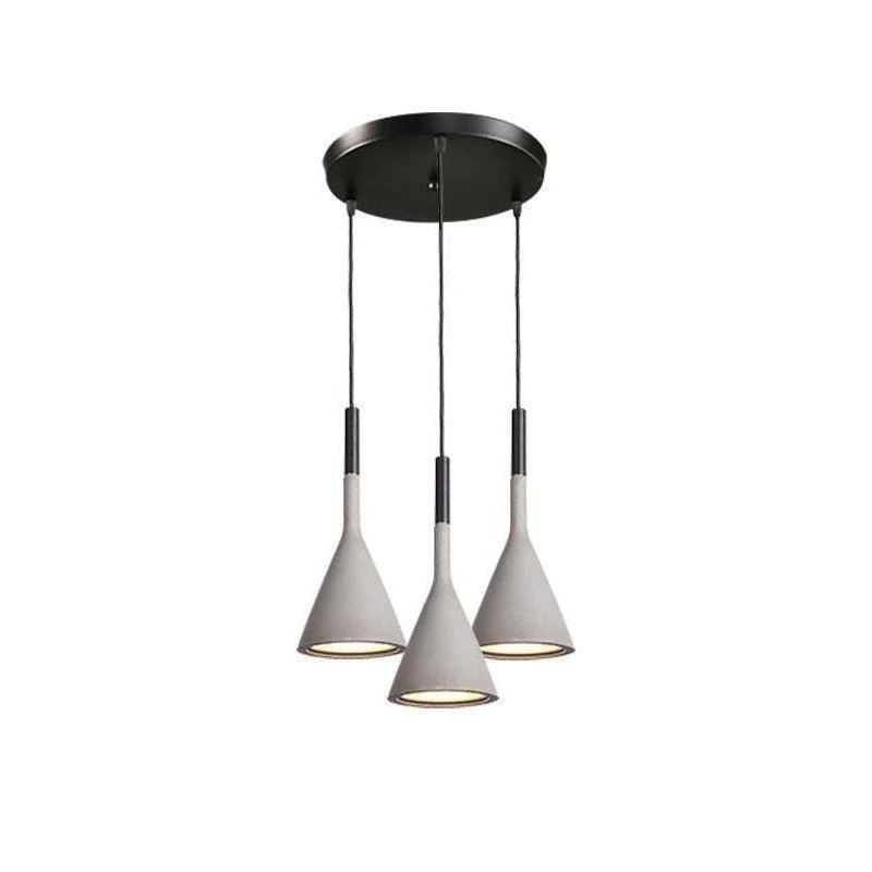 Подвесной светильник Conical Concrete - круглое крепление, 3 подвеса, зеленый