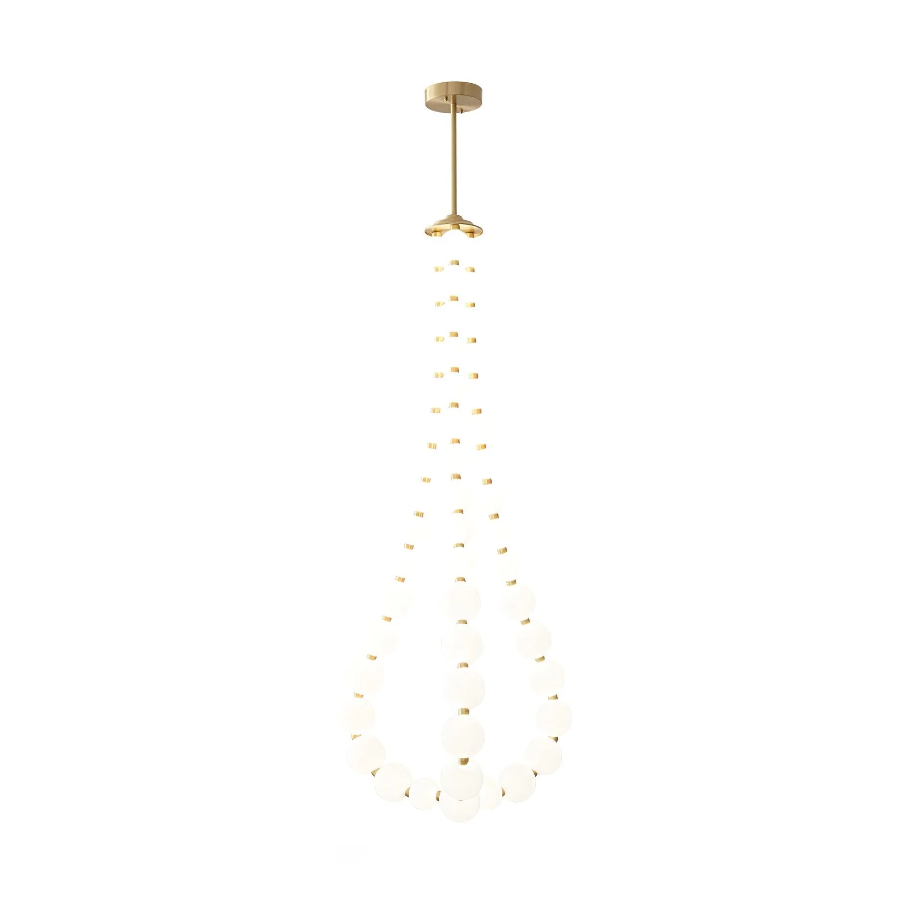 Люстра Glass Pearl Necklace - ∅56см x 90см, латунь, белый, холодный свет