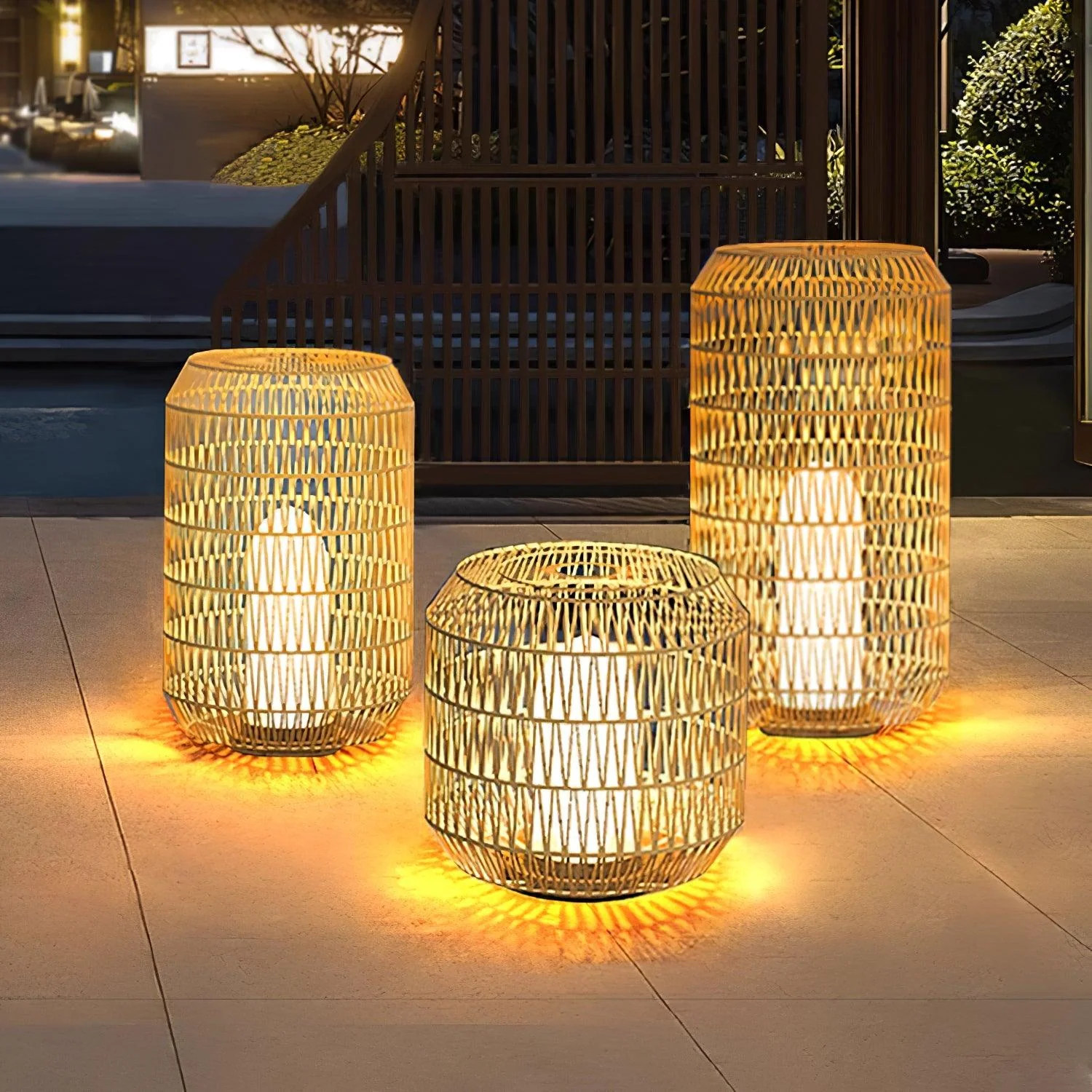 Настольный светильник Woven Rattan - модель A ∅31см x 52см, ротанг, теплый свет, проводной