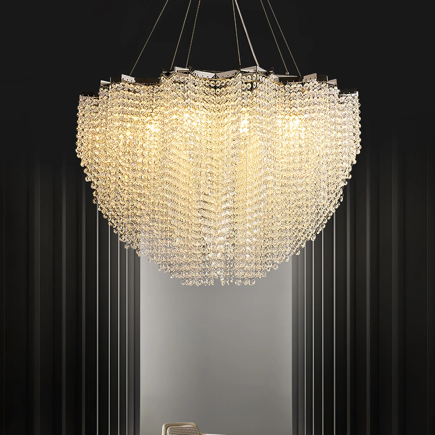 Люстра Stalizi Crystal - ∅80см x 150см, хром, прозрачный кристалл