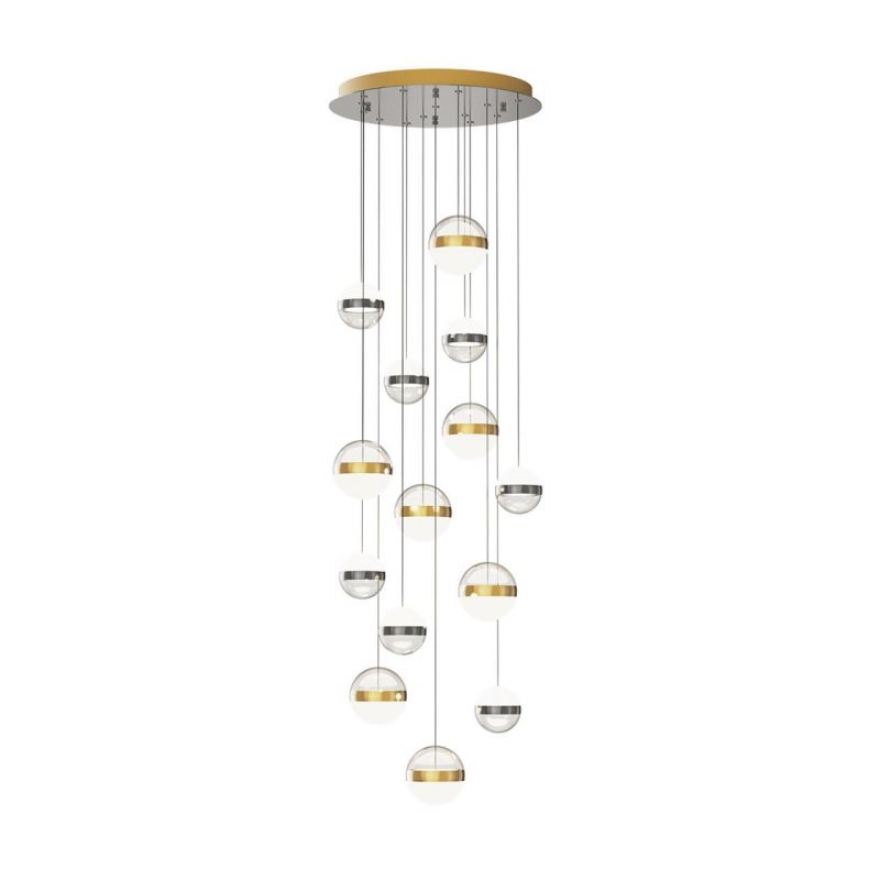 Люстра каскадная Odeon Light ант.бронза/никель/прозрачн/молочный/металл/акрил LED132W 4000K 6600лм RONI 5037/132L
