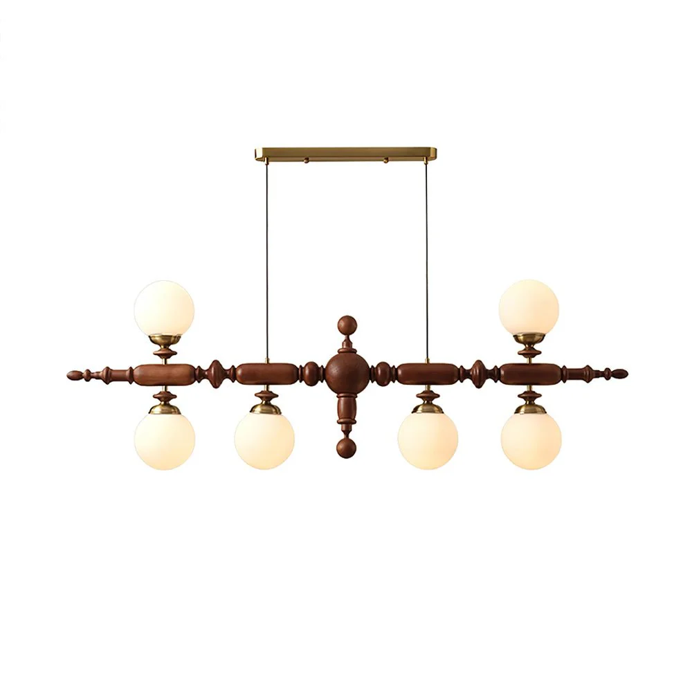 Люстра Cambridge Wooden - 4 источника света 139см x 41см, орех, золотой