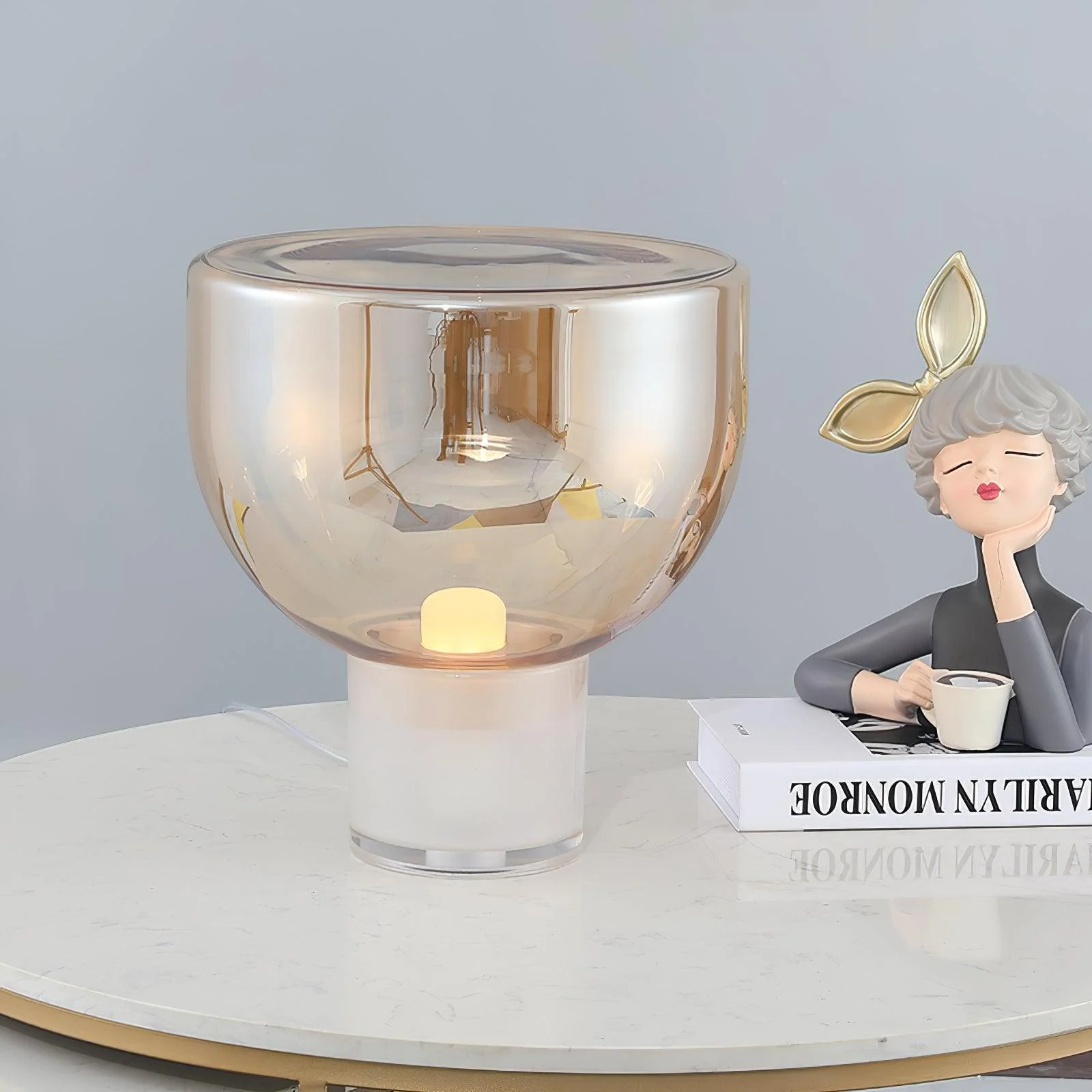 Aella Table Lamp - ∅ 14.9″ x H 14.5″ / Dia 38cm x H 37cm / Cognac / UK plug