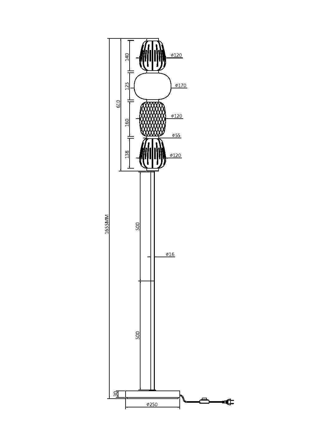 Напольный светильник (торшер) Maytoni Pattern 220-240V 32W IP20 3000K MOD267FL-L32G3K
