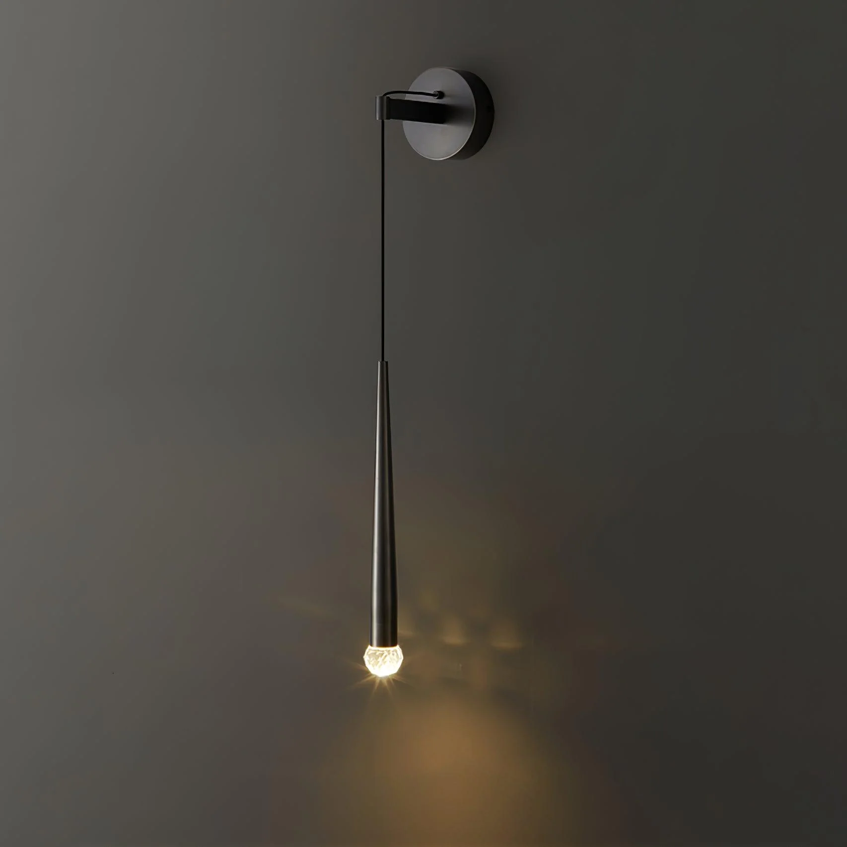 Crystal Conical Wall Lamp - Model B Set of 2 / Brass / Three-Color Changing Light