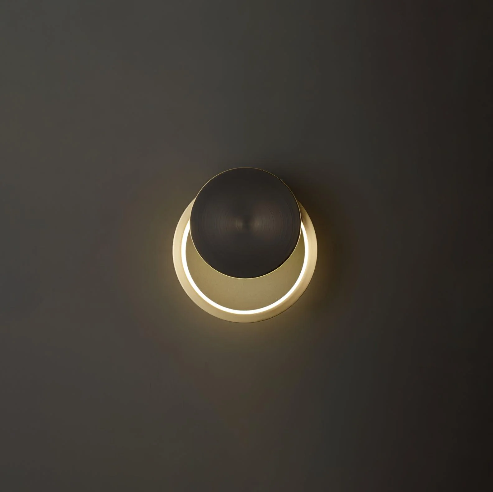 Ring Shaped LED Wall Light - Dia 20cm Set of 2 / Black & Brass / Three-Color Changing Light