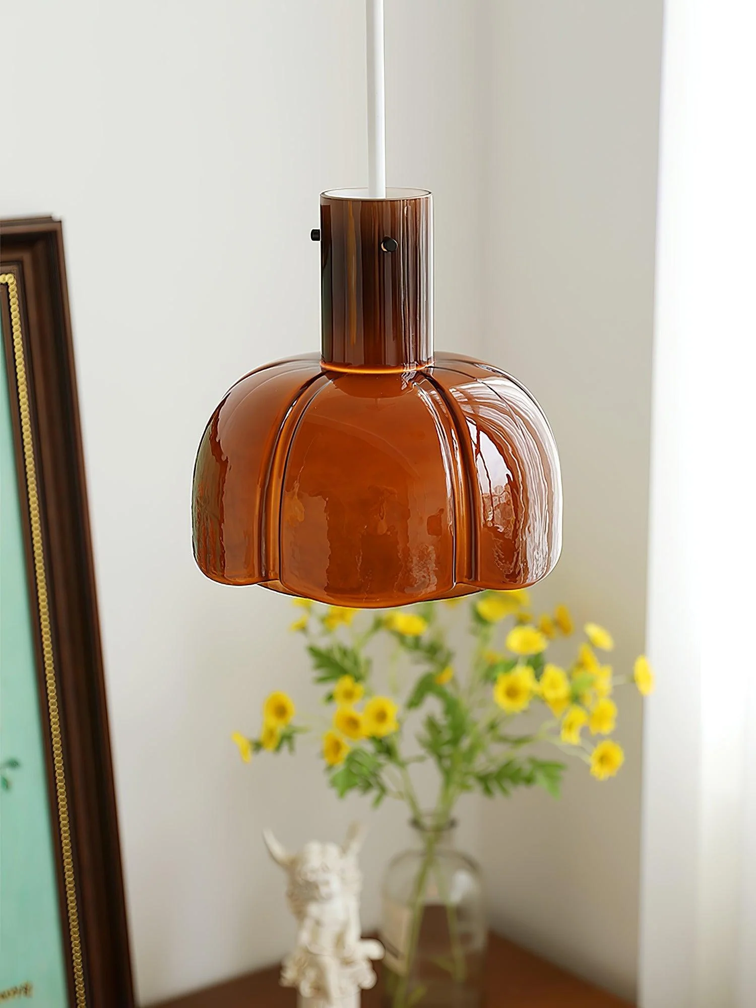 Подвесной светильник Lumina Petal Glass - ∅26см x 40см, коричневый