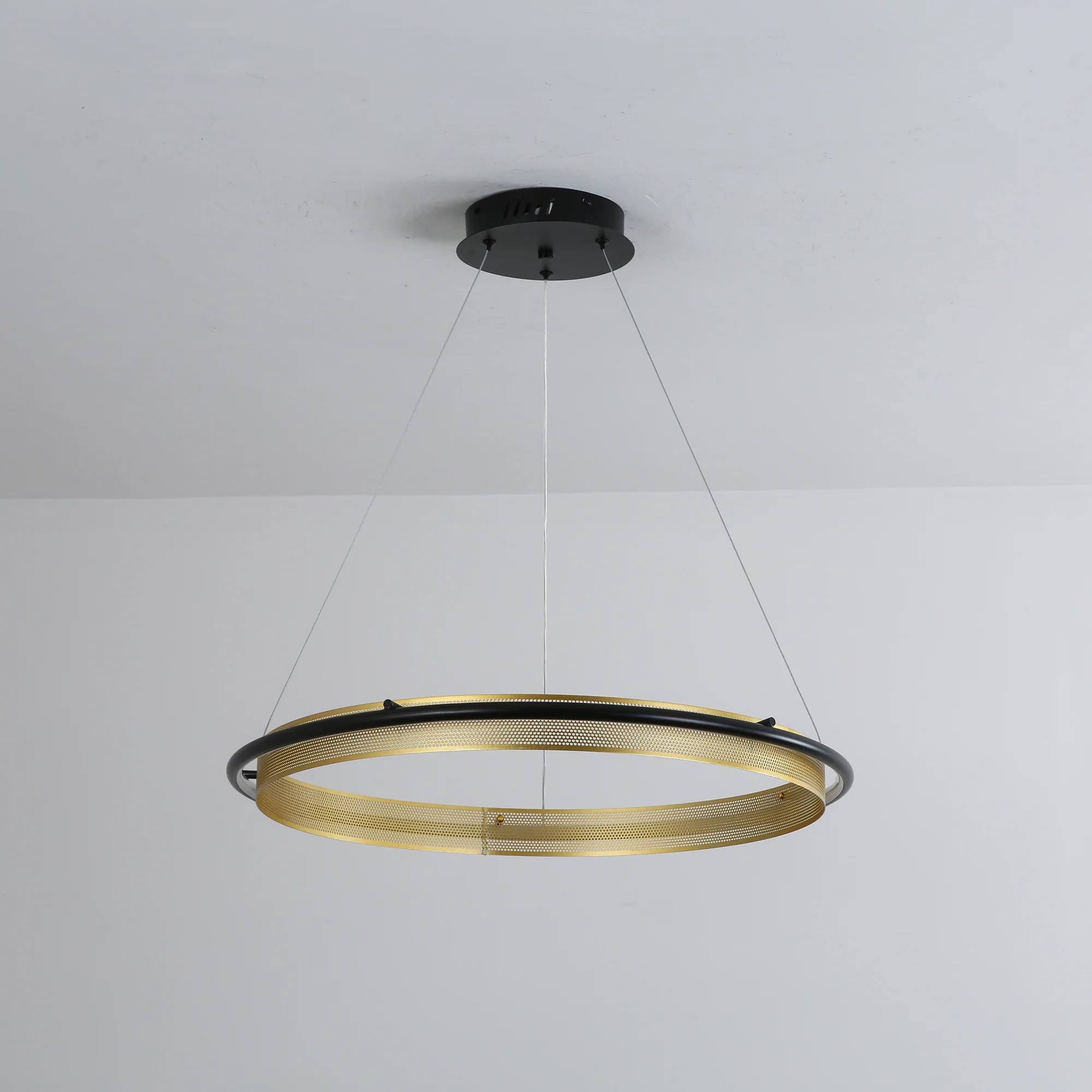 Люстра Acrylic LED Round - 3 яруса: ∅60см + ∅80см + ∅100см, черный, янтарь, теплый свет