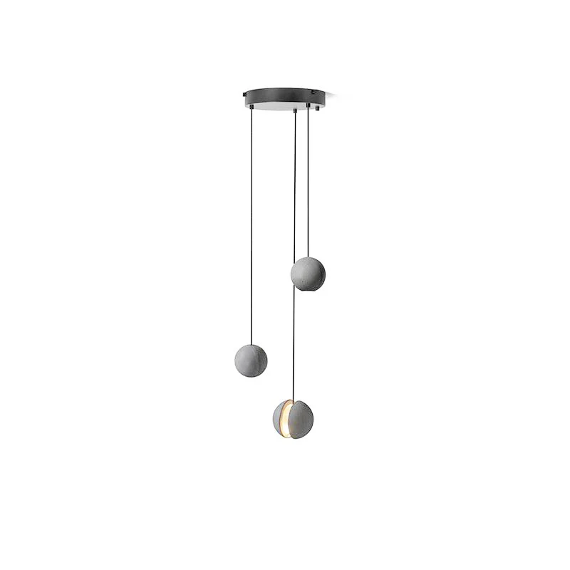 Подвесной светильник Moon Concrete - 2 плафона ∅24см x 150см, серый