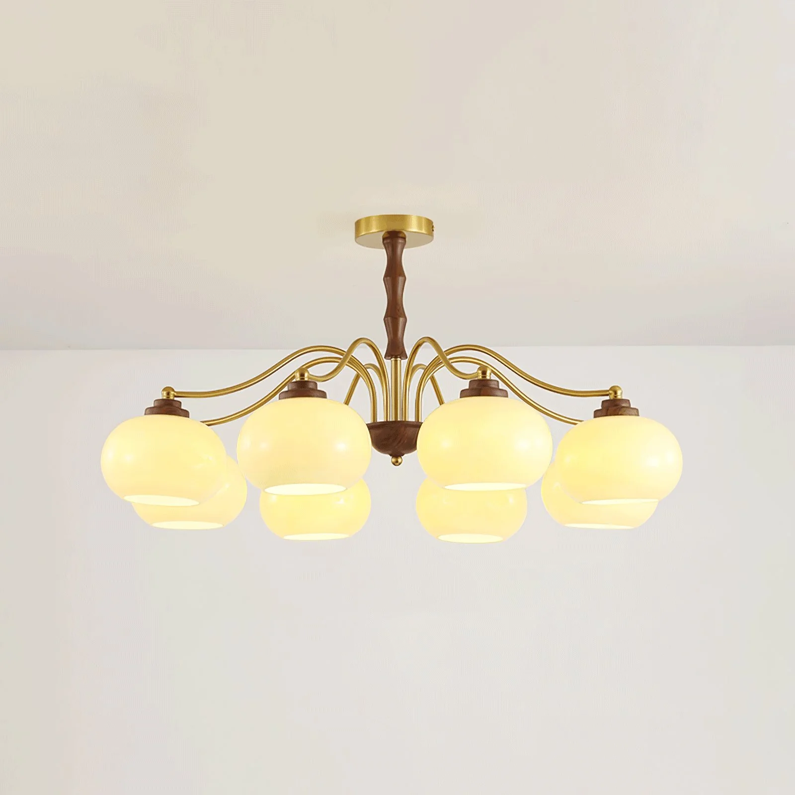Люстра Persimmon Glass Globe - 8 плафонов ∅88см x 43см, золотой, белый