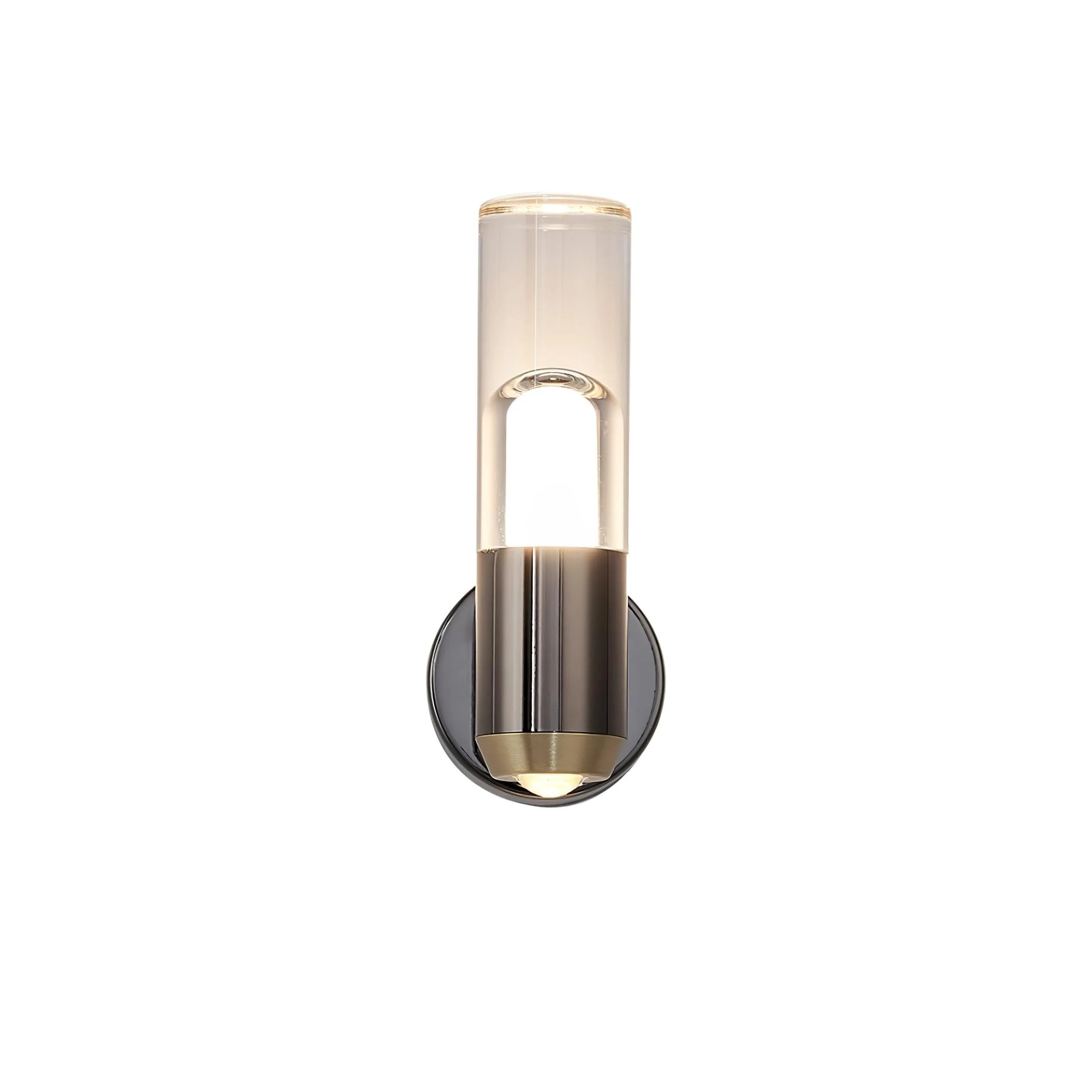Настенный светильник Cylindrical Modern - ∅8см x 20см, черный, прозрачный, холодный свет