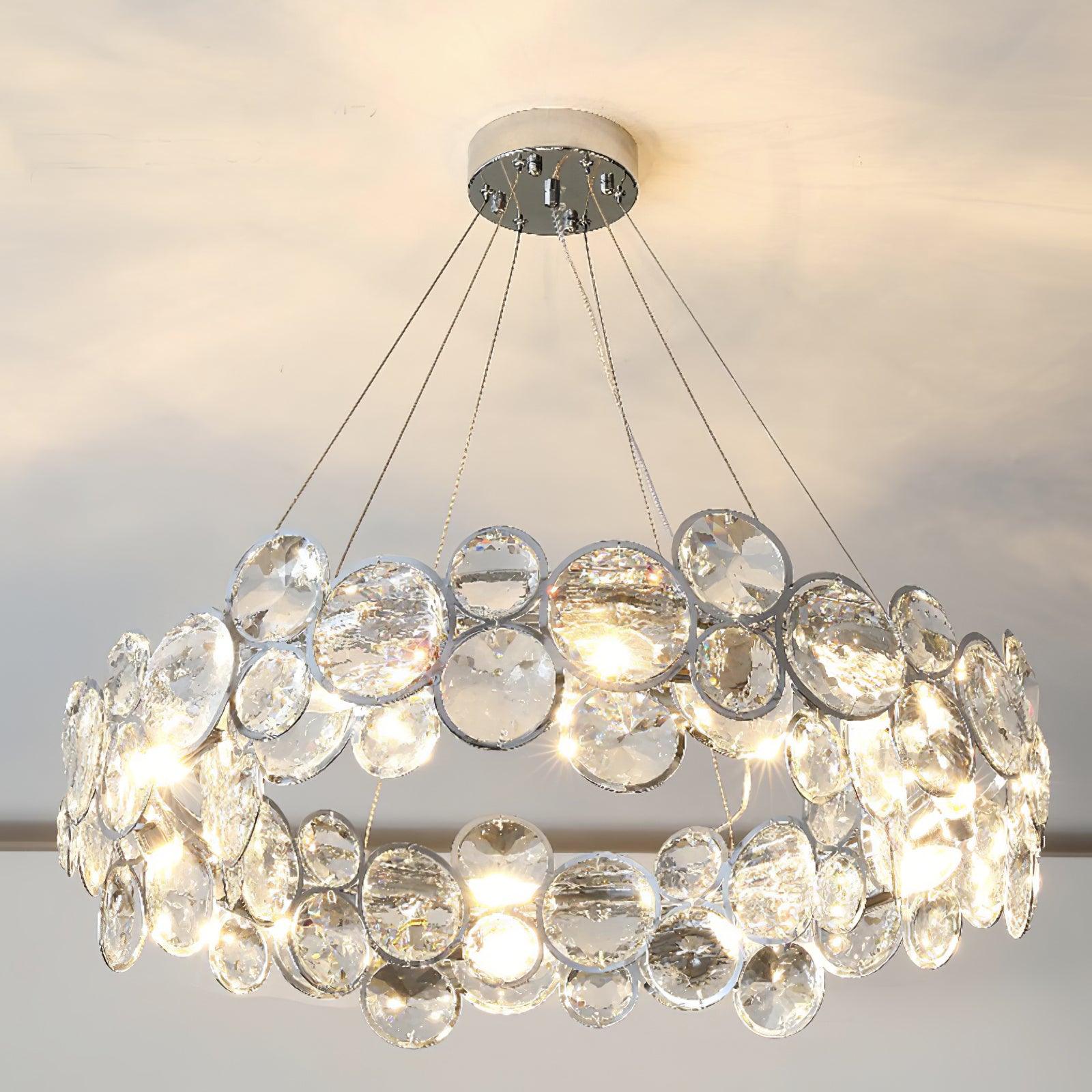 Люстра Chrome Round Crystal - ∅100см x 17см, хром, прозрачный кристалл
