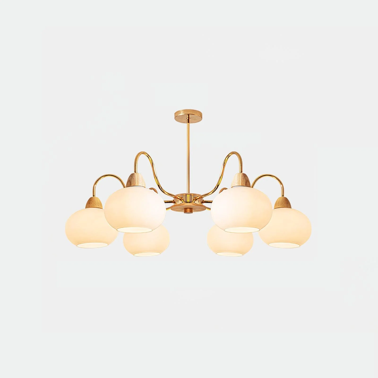 Люстра Glass Persimmon - 5 плафонов ∅66см x 34см, золотой, белое стекло
