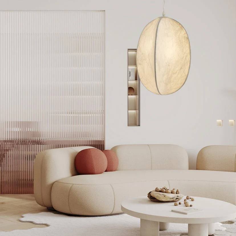 Подвесной светильник Lilian Silk Sphere - ∅31см x 61см, белый