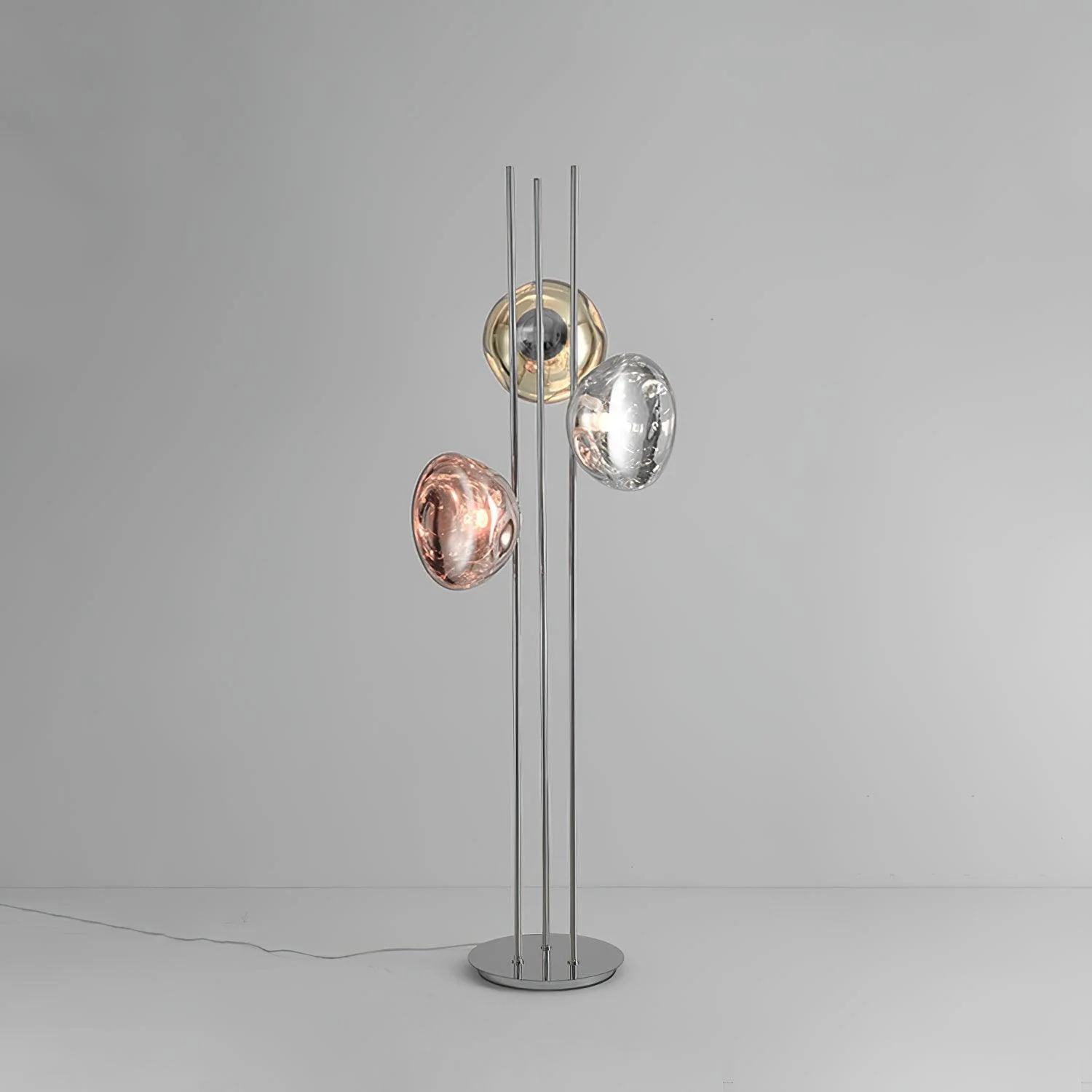 Торшер Three Lava Glass - ∅35см х 175см, хром, золотой, розовое золото