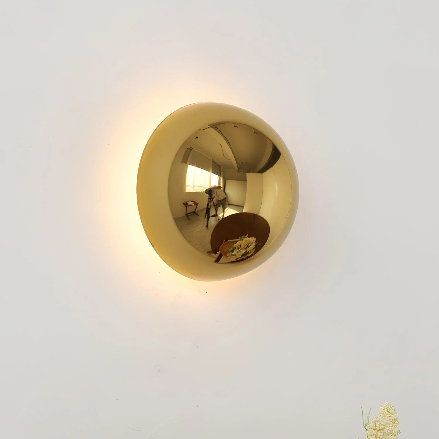 Настенный светильник Aurum Sphere - ∅16см x 10см, хром, теплый свет