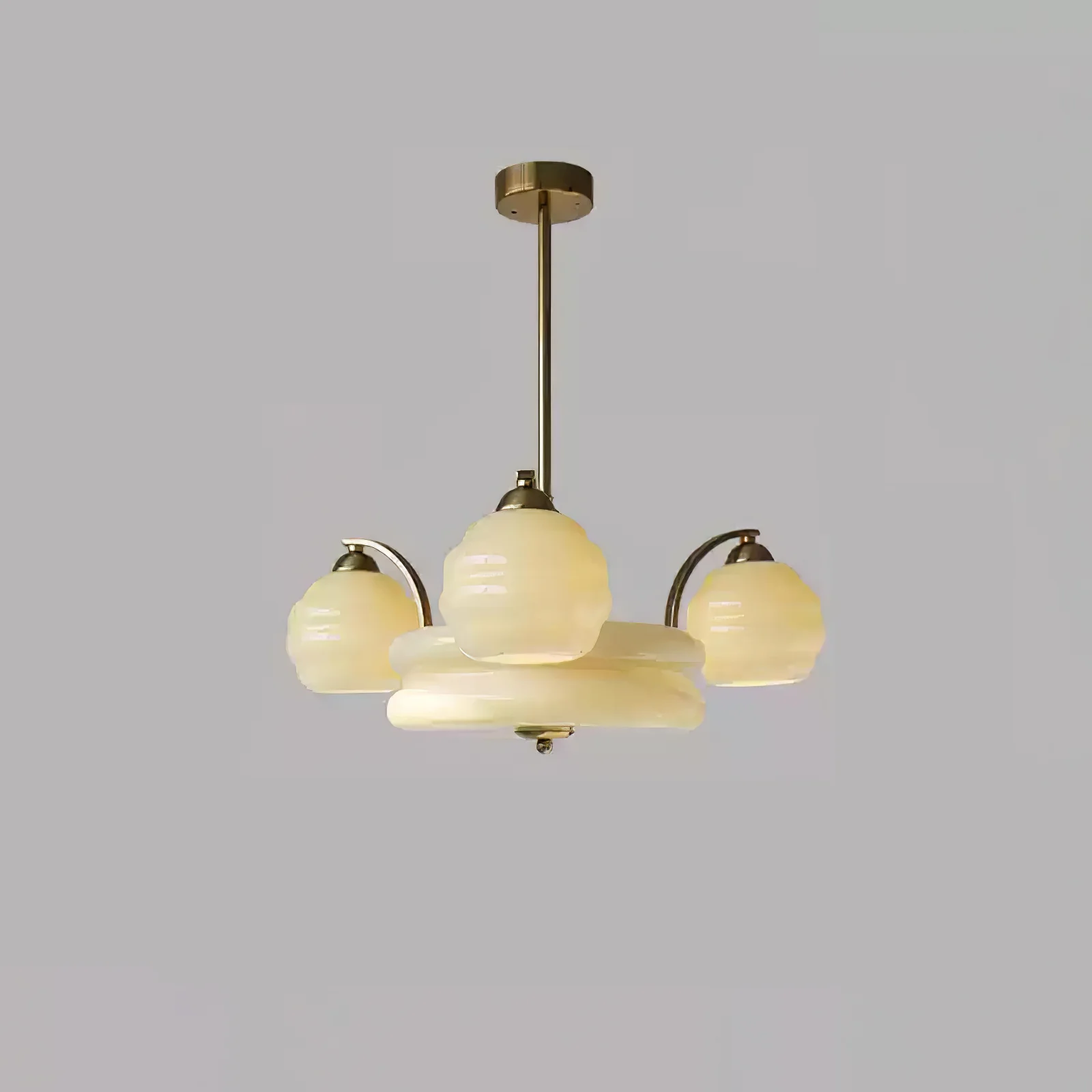 Люстра Art Deco Vintage - 3+1 плафона ∅62см x 28см, золотой, белый