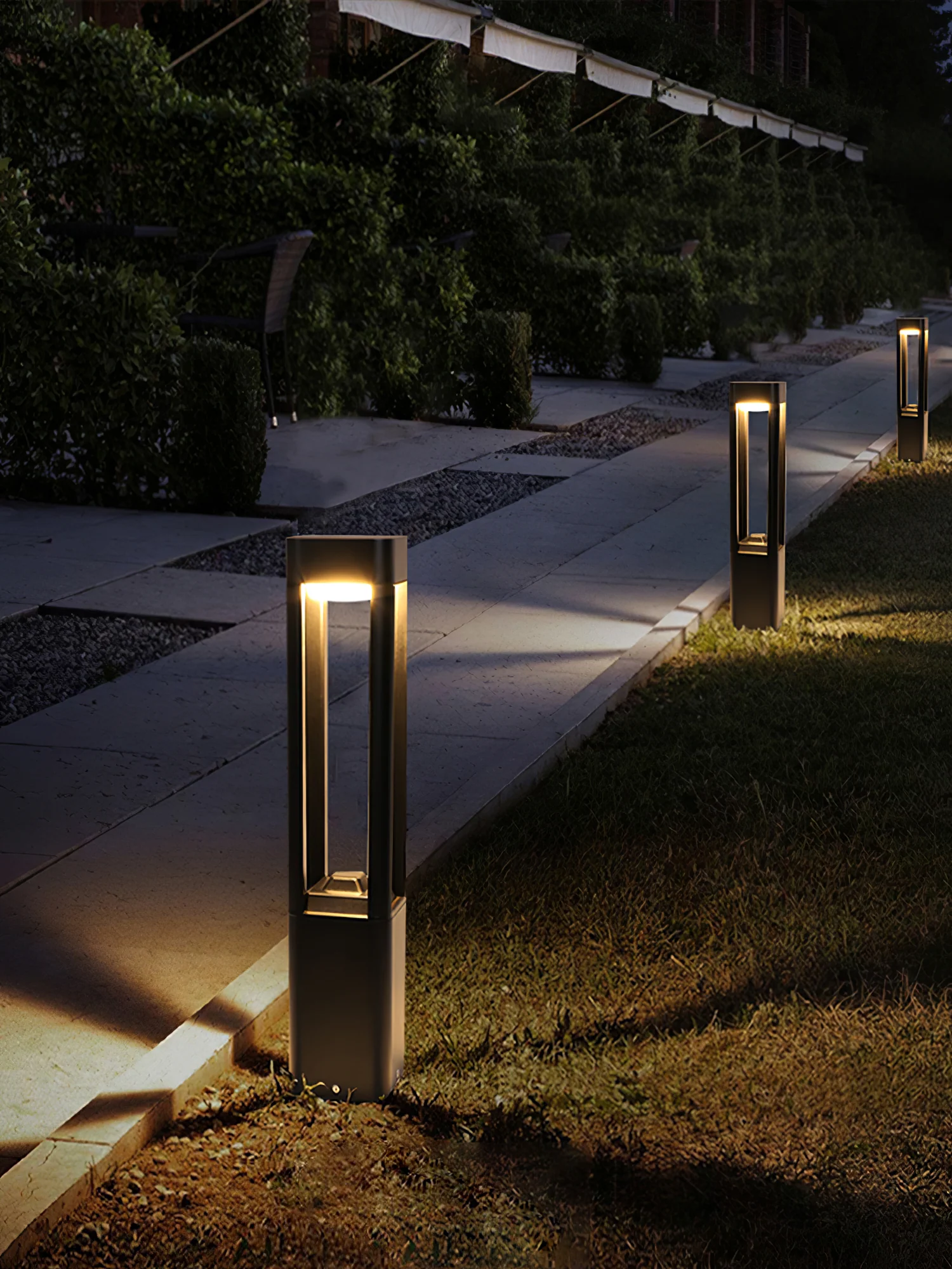 Уличный светильник Rectangular Column Garden - ∅10см x 60см, черный, теплый свет