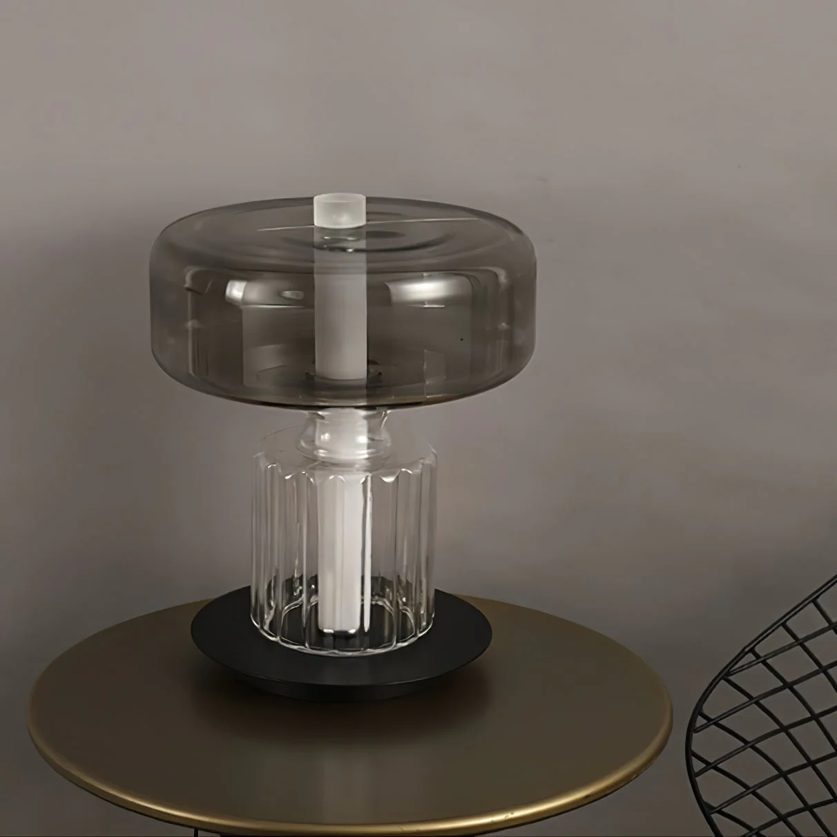 Rapanui Table Lamp - ∅ 11″ x H 13.7″ / Dia 29cm x H 35cm / Smoky gray / UK plug