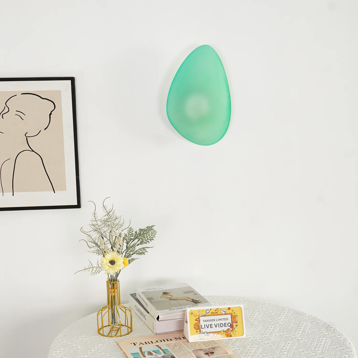 Настенный светильник Bubble Glass - модель C, ∅20см x 30см, зеленый, теплый свет, диммер