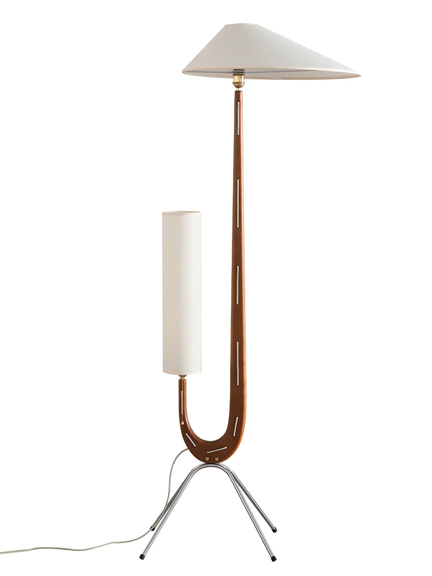 Giraffe Floor Lamp - ∅ 21.6″ x H 63.7″ / Dia 55cm x H 162cm / Walnut & White & Stainless steel / UK plug