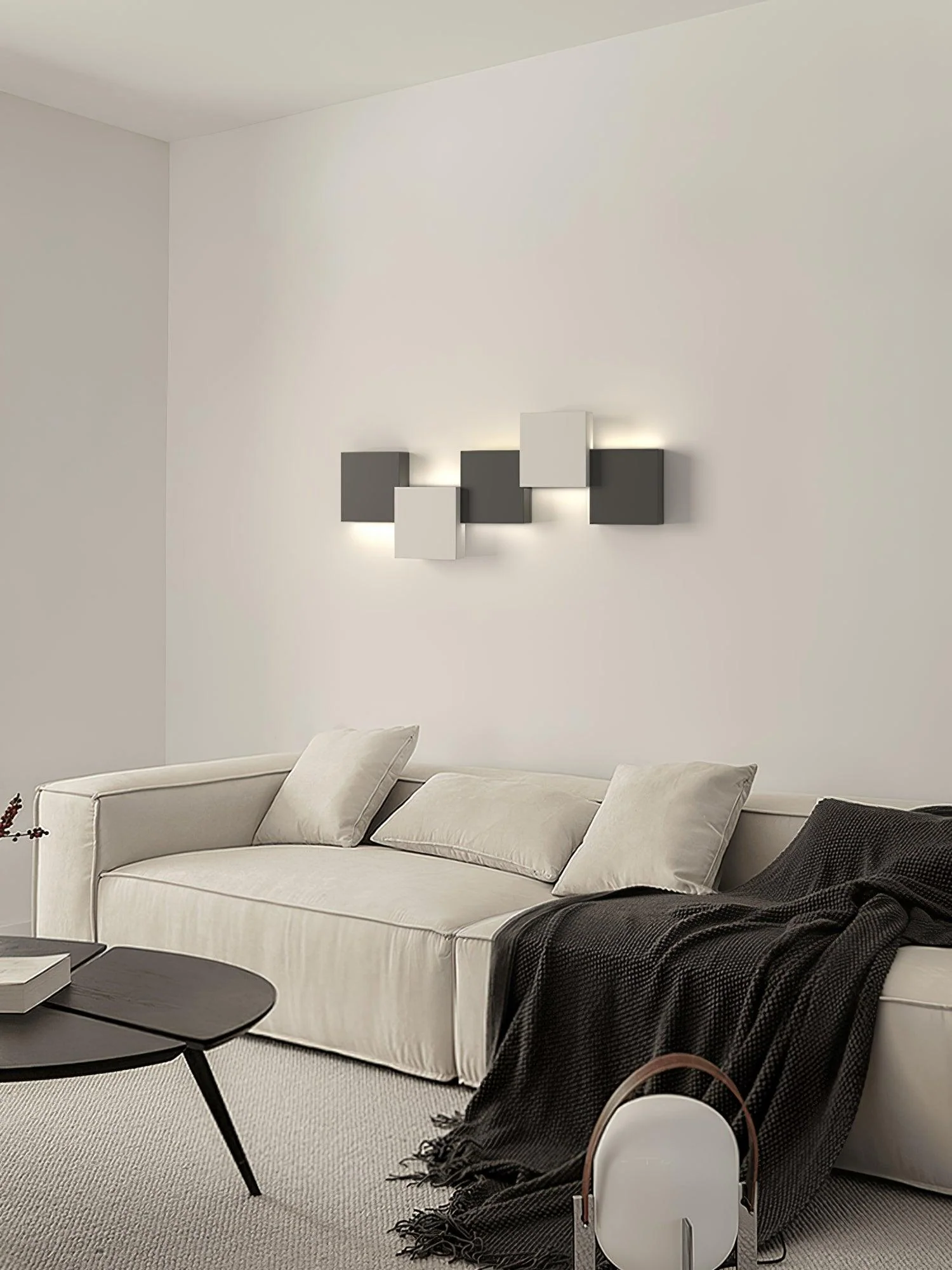 Piano Key Wall Light - ∅ 11″ x H 8.9″ / Dia 28cm x H 22.5cm Set of 2 / Black & White / Three-Color Changing Light