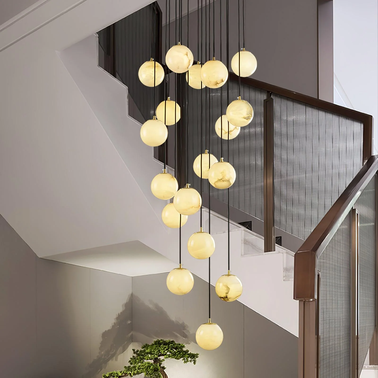 Люстра Alabaster Balls Cluster - 9 подвесов 40см x 40см x 200см, черный, белый
