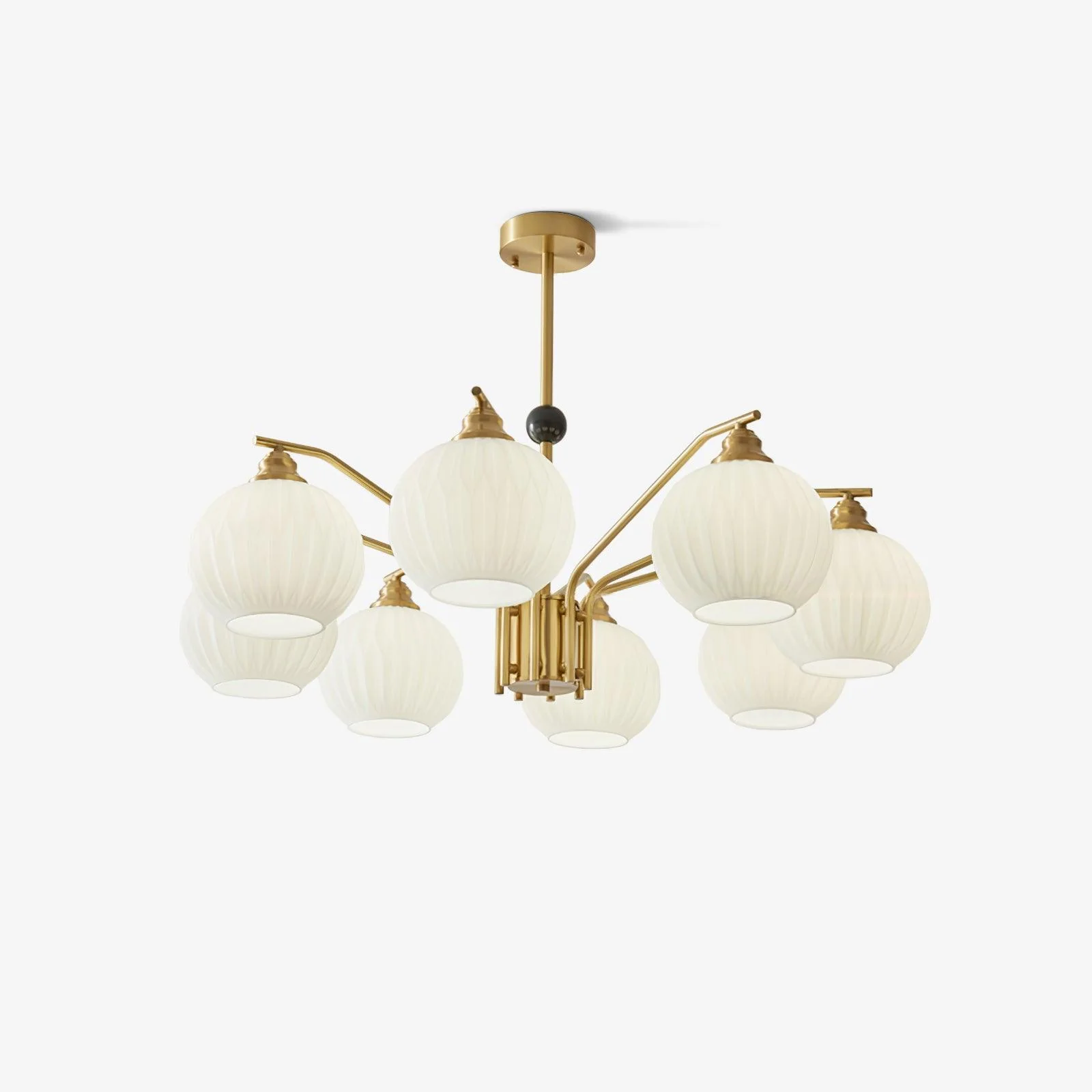 Люстра Ribbed Glass Gold - 5 плафонов ∅70см x 45см, золотой, белый