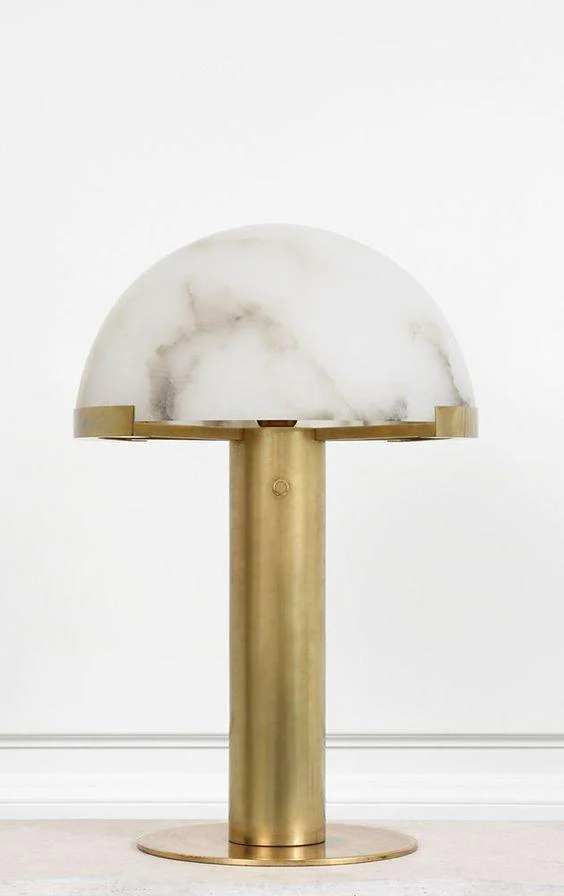 Настольный светильник Elegance Alabaster - ∅30см x 50см, золотой, белый, стекло