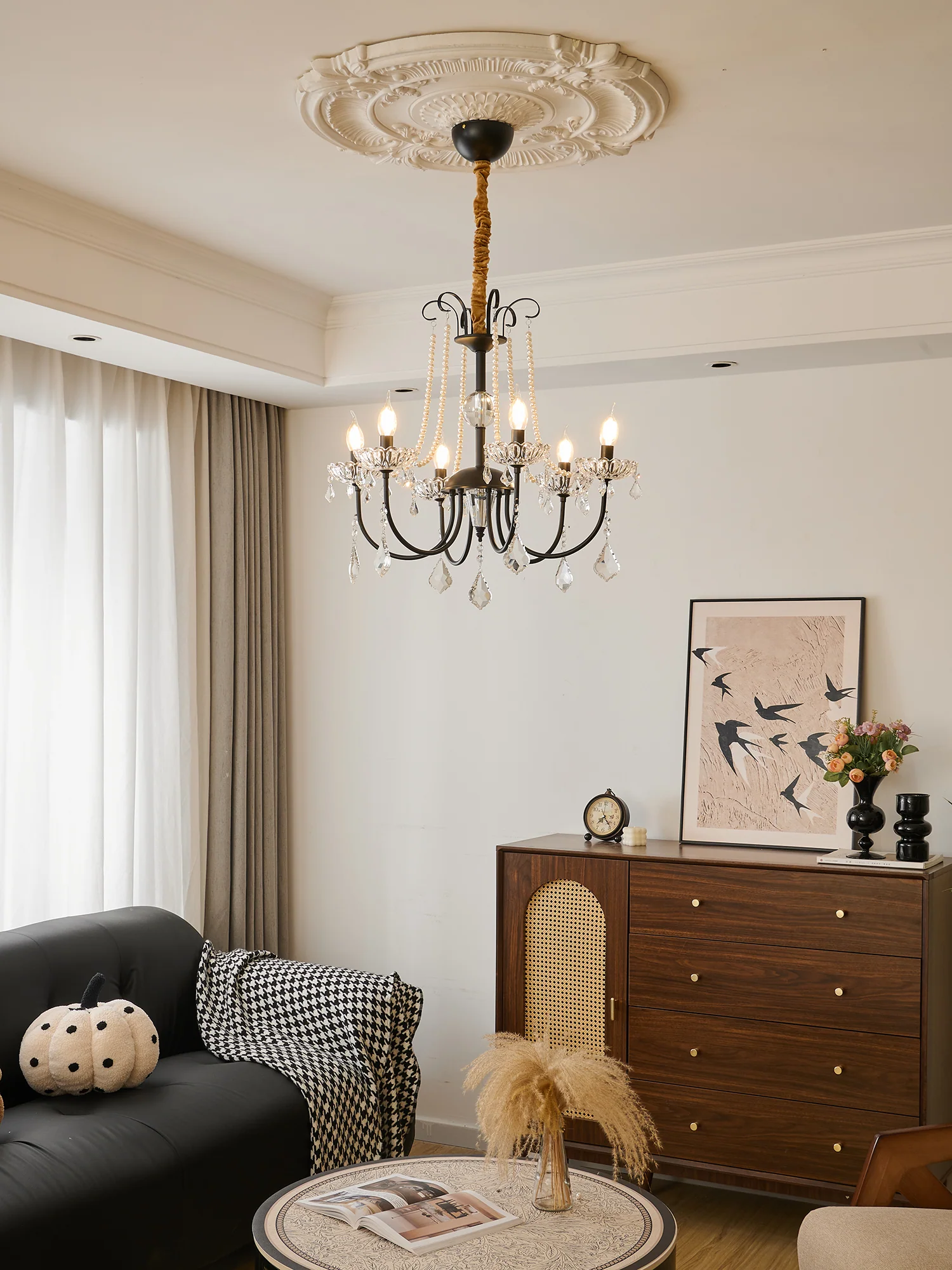 Люстра Regalia Crystal - 6 плафонов ∅60см x 58см, черный, прозрачный